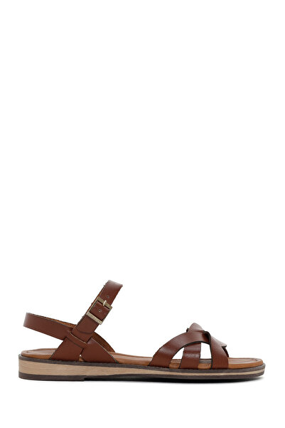 Derimod Women's Brown Buckle Leather Bodrum Sandals 26Sfd331618