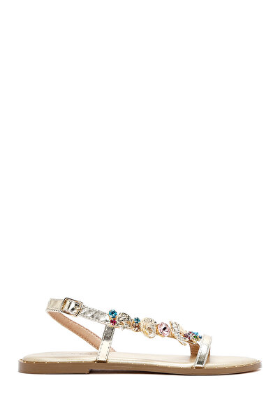 Derimod Γυναικεία χρυσά πέτρινα σανδάλια με αγκράφα 26SFD440614