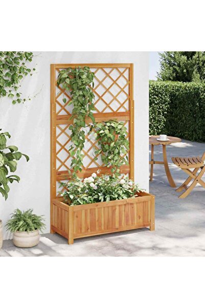 vidaxl Raised Bed with Trellis 85x38x150 cm Solid Acacia Wood