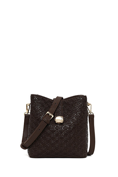 Derimod Γυναικείο καφέ μακρύ λουράκι με τύπωμα Τσάντα ώμου 26SBD230326