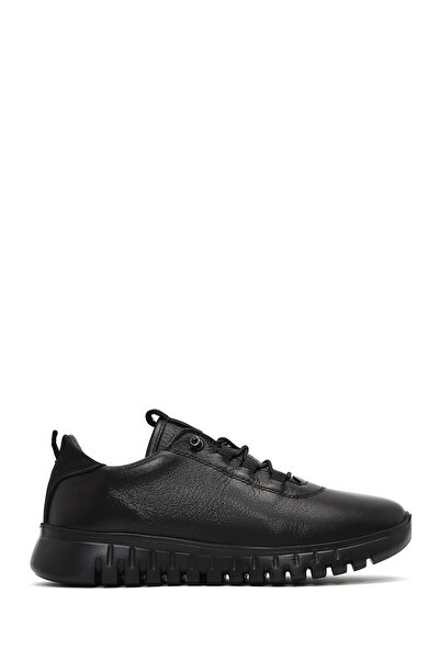 Derimod Kadın Siyah Bağcıklı Kalın Tabanlı Hakiki Deri Sneaker, Kışlık Spor A...