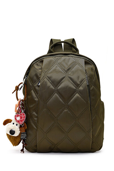 Derimod Women's Khaki Quilted Backpack with Accessories 26Pbd27306F