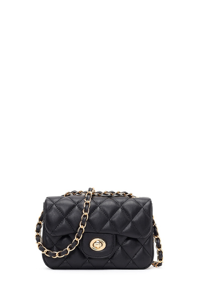 Derimod Women's Black Chain Strap Pack Mini Quilted Crossbody Bag 26Sbd2017Kp