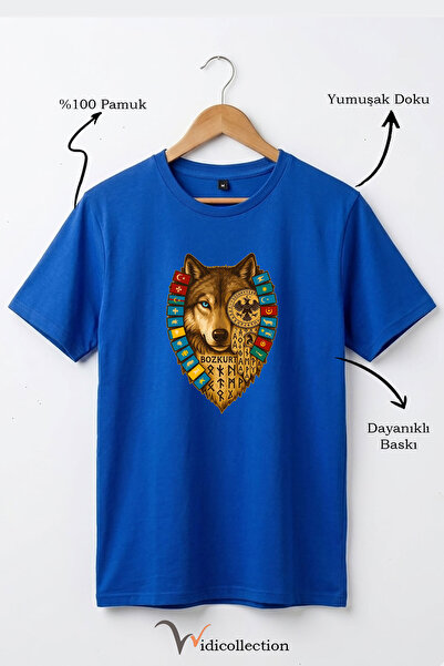 WİDİ Μπλουζάκι Bozkurt Göktürk Alphabet και σημαίες των Τουρκικών Πολιτειών μ...