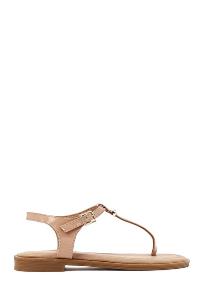 Derimod Γυναικεία δερμάτινα σανδάλια σε μπεζ χρώμα με αγκράφα στον αστράγαλο ...