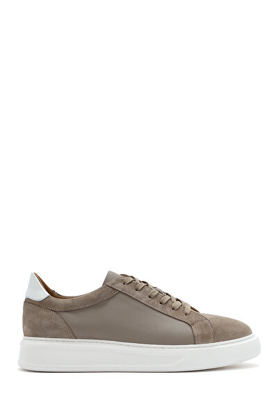 Derimod Men's Beige Lace-Up Thick Sole Sports Shoes, Leather Sneaker 26Sfd613014