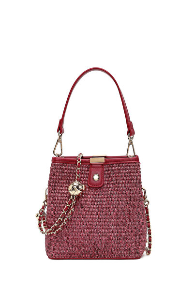 Derimod Γυναικεία Μωβ Μίνι Ψάθινη Τσάντα Χιαστί 26SBD2417M7