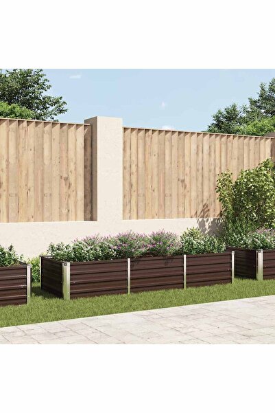 vidaxl Garden Raised Bed Brown 240x80x45 cm Galvanised Steel