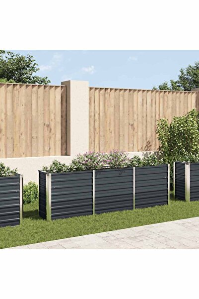 vidaxl Garden Raised Bed Galvanised Steel 240x40x77 cm Anthracite