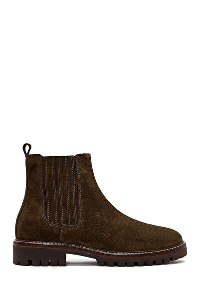 Derimod Women's Khaki Suede Leather Chelsea Boots 25Wfd188010