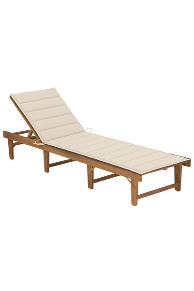 vidaxl Folding chaise longue with Pillow, solid acacia wood