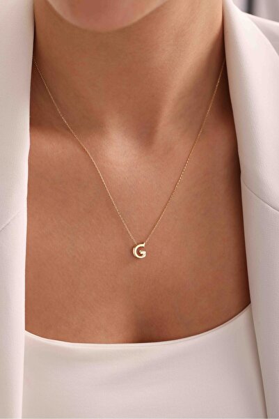 Gianfranco 14 Ayar Altın Minimal Modern Harf Kolye