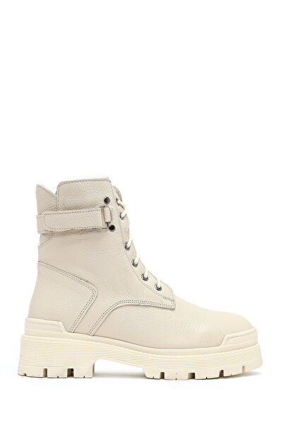 Derimod Γυναικείες δερμάτινες μπότες με κορδόνια με φερμουάρ με χοντρή σόλα 2...