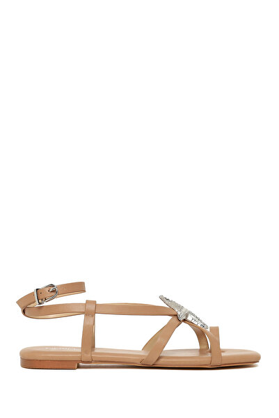 Derimod Kadın Bej Parmak Arası Taşlı Sandalet 26SFE498718