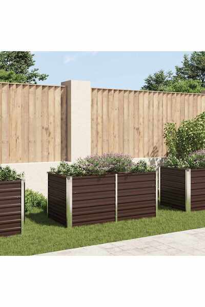 vidaxl Raised Garden Bed Brown 160x80x77 cm Galvanised Steel