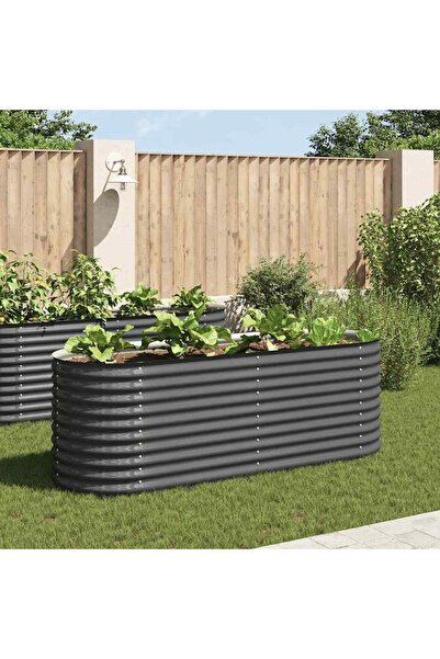 vidaxl Garden Raised Bed 240x80x81 cm Galvanised Steel Grey