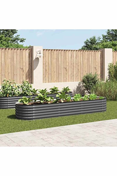 vidaxl Garden Raised Bed 320x80x44 cm Galvanised Steel Grey