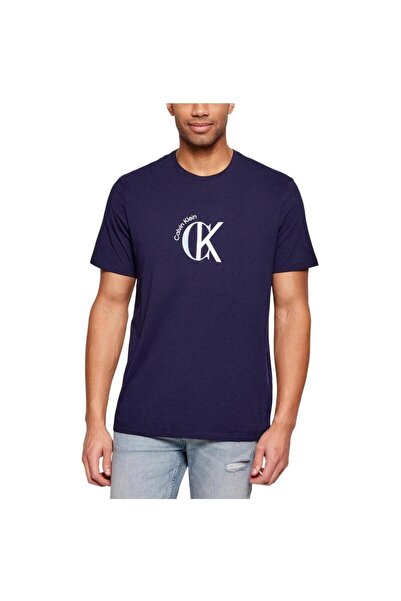 Calvin Klein Men's Regular Fit 100% Cotton Logo Patterned Short Sleeve Purple...