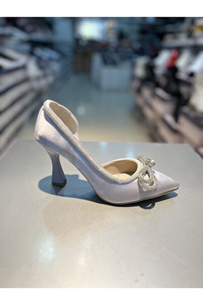 Hacıoğlu Ayakkabı Γυναικεία παπούτσια με τακούνι Şah Satin Bow Stone
