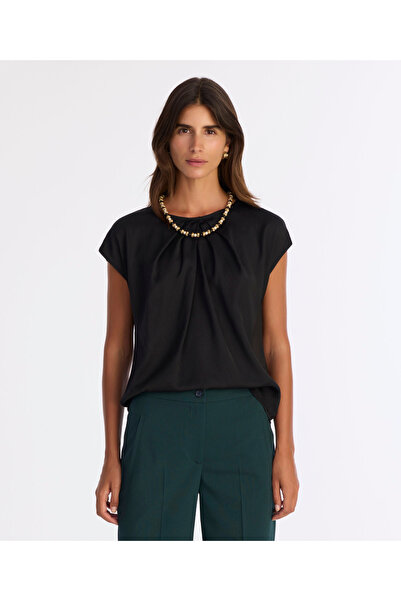 Regular Crew Neck Short Sleeve Blouse