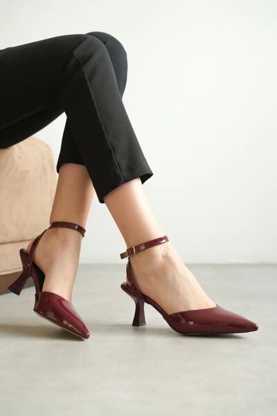 kocadal Γυναικεία μπορντό δερμάτινα παπούτσια με τακούνι TR03MS02D