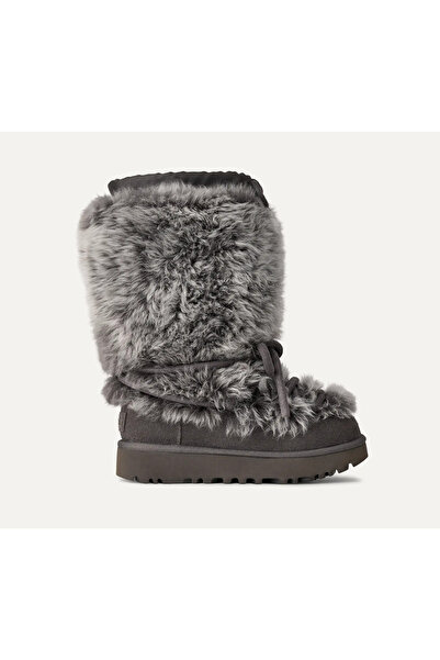 UGG Kadın Süet Üst Koyun Derisi Çorap Astarı Antrasit Bot & Bootie