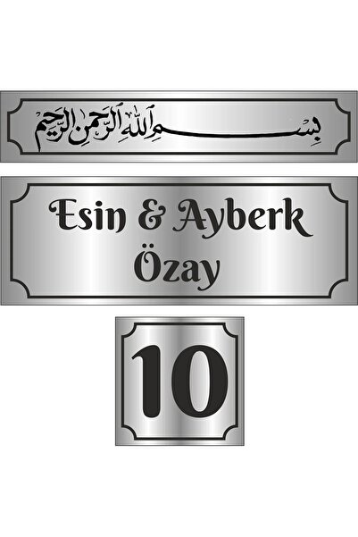 Outdoor One Kişiye Özel Kapı İsimliği ve Kapı Numarası Seti Metal Kapı İsimli...