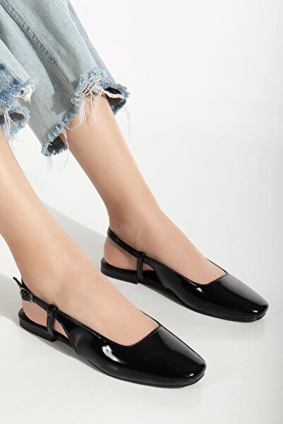 Hacıoğlu Ayakkabı Μπαλαρίνες Hco Flat Open Back από λουστρίνι