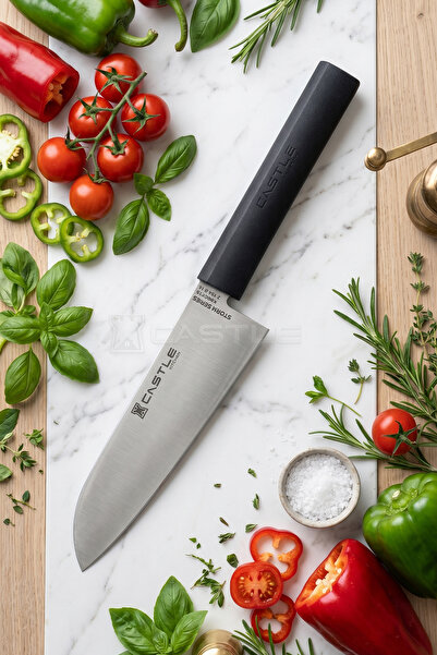 Castle Asia Serisi Santoku Uzak Doğu Mutfak Şef Bıçağı Et Ekmek Sebze Salata ...