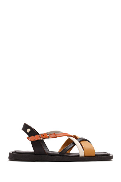 Derimod Γυναικεία δερμάτινα πολύχρωμα πέδιλα με αγκράφα 25SFD130718