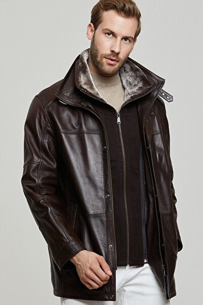 Derimod Eduardo Men's Brown Leather Coat 14Wge610347