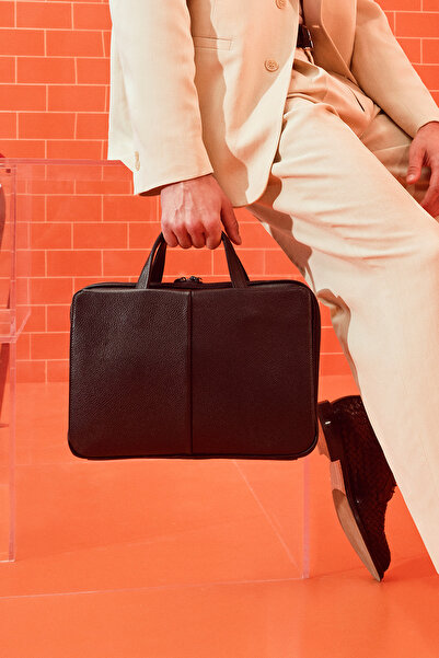 Derimod Men's Brown Leather Laptop Bag 21Sbd3108Ft