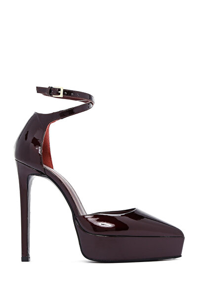 Derimod Γυναικεία μπορντό παπούτσια με αγκράφα με ψηλό τακούνι από λουστρίνι ...