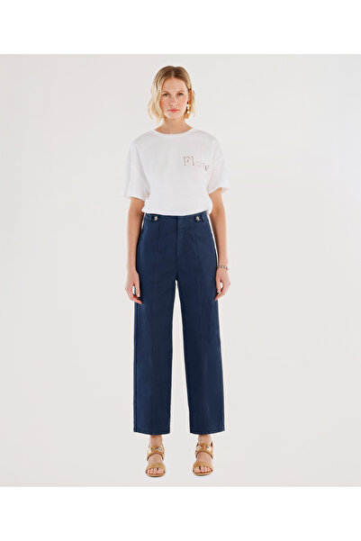 Belt Detailed Normal Waist Straight Cut Pants