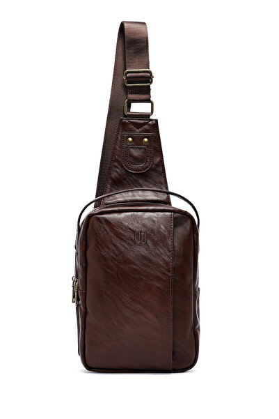 Derimod Ανδρική καφέ τσάντα χιαστί 25SBD300018