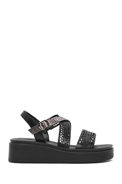 Derimod Γυναικεία μαύρα πέδιλα με αγκράφα με χοντρή σόλα 25SFE465818