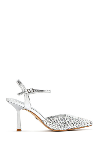 Derimod Γυναικεία γκρι πλεκτά παπούτσια με λεπτό τακούνι με αγκράφα στον αστρ...