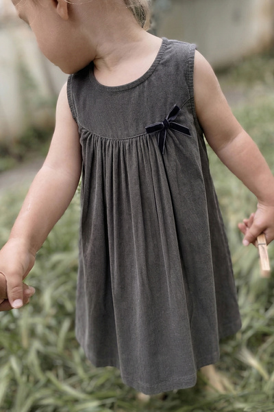 Cigit Βελούδινο φόρεμα Gilet 0-7 ετών Γκρι