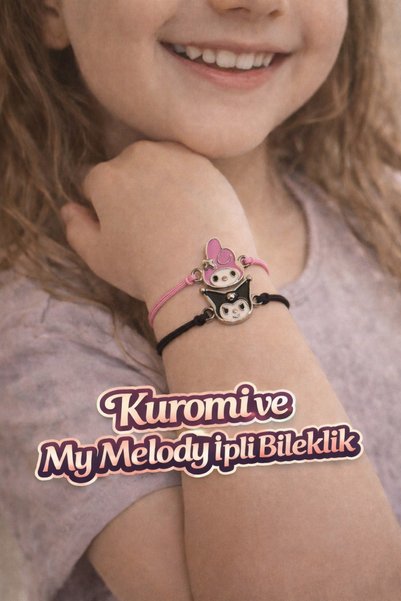 Elfida Shop Kuromi and My Melody Drawstring Children's Friendship Bracelet Karne Gift