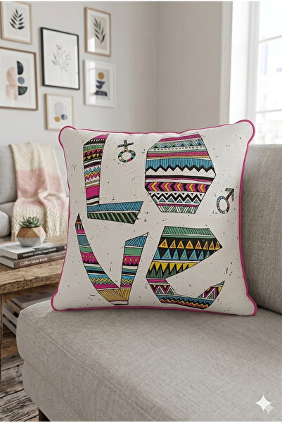 ASDİVA Βελούδινη θήκη μαξιλαριού με πολύχρωμο μοτίβο αγάπης 43x43 cm - Διακοσ...