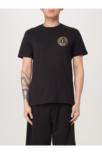 Versace Ανδρικό μπλουζάκι με μικρό λογότυπο και λεπτομέρειες, με κοντό μανίκι...