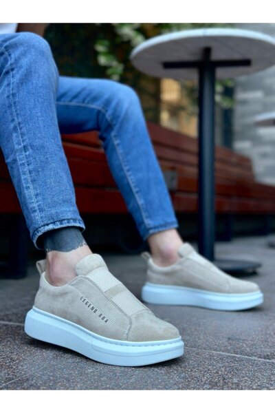 BOA BA0307 Ανδρικά παπούτσια BOA Thick Suede High Sole Double Tape Cream