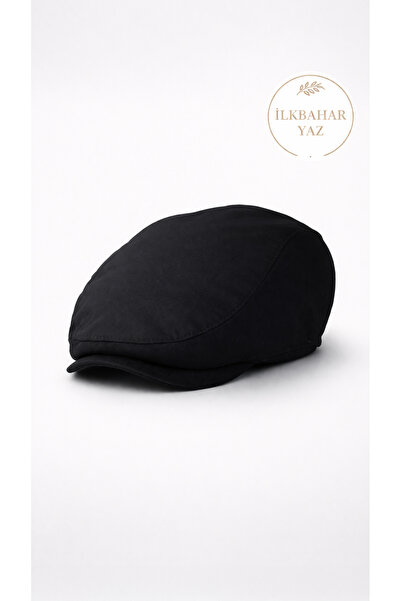 Capstories Black Men's Cap Hat – Spring Summer Fall Season British Style (Peaky Blinders) Style m - L Compatible Standard Size Hat
