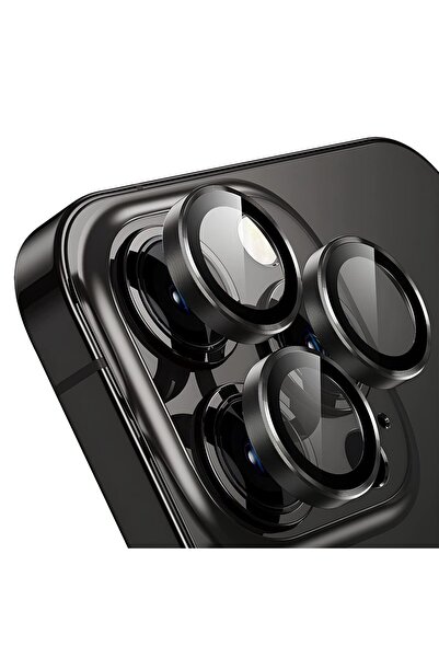 PiyasaSepeti Apple iPhone 13 Pro Max Gerçek Cam Safir Lens Koruma Siyah