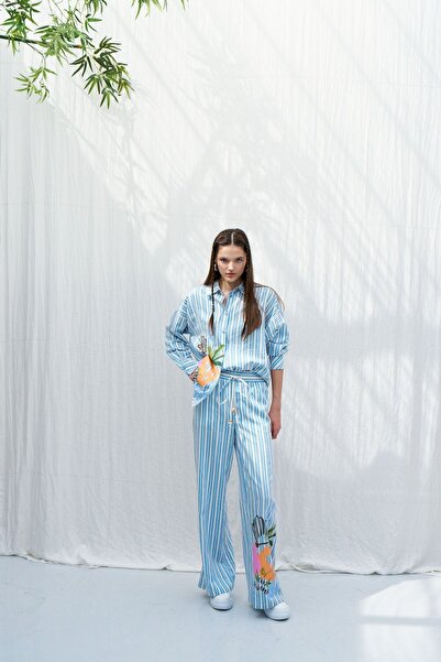 Naar Γυναικείο παντελόνι με κορδόνια, φαρδιά μπατζάκια, άνετη εφαρμογή, αυθεν...