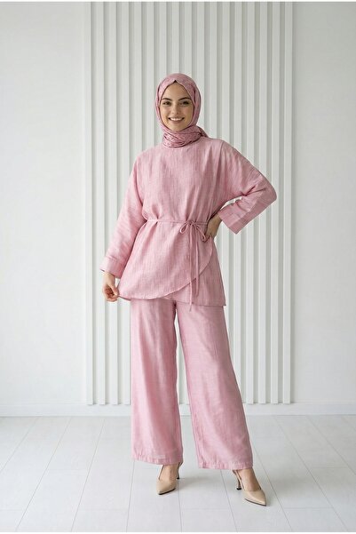 MİHRA STORE Akibe Κοστούμι με Παντελόνι με Σχέδιο-ML2138 Ροζ