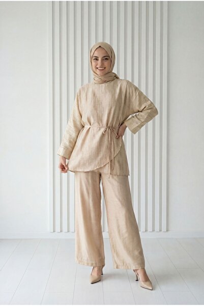 MİHRA STORE Akibe Κοστούμι με Παντελόνι με Σχέδιο-ML2138 Μπεζ
