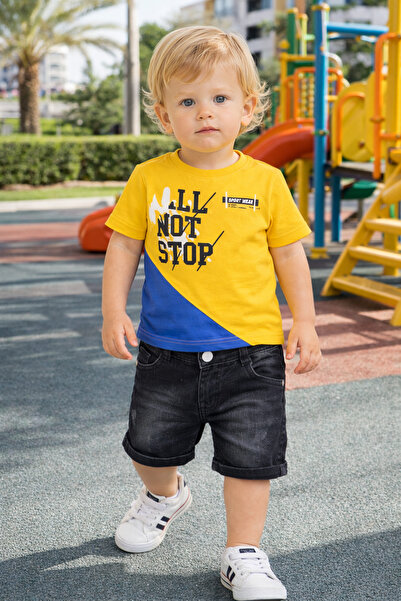 Zeni Kids 120-00-23 Σημείωση Stop Printed Baby Boy Set 9-24 μηνών