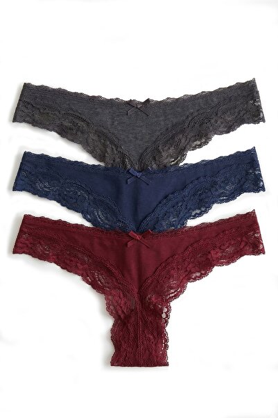 Öts Γυναικεία εσώρουχα δαντέλας 3 τεμαχίων (96% βαμβάκι - 4% ελαστάνη)