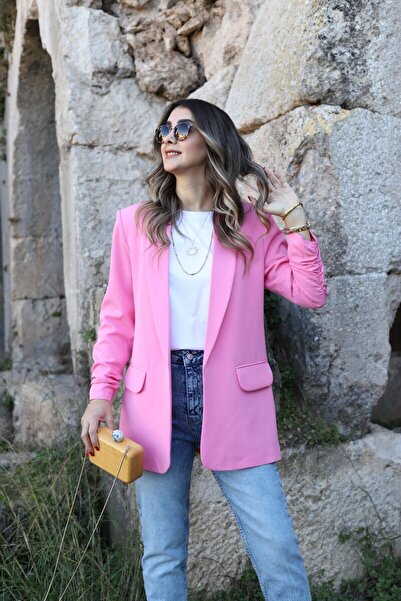 bytugcekaya Şeker Pembe Kol Büzgü Detay Blazer